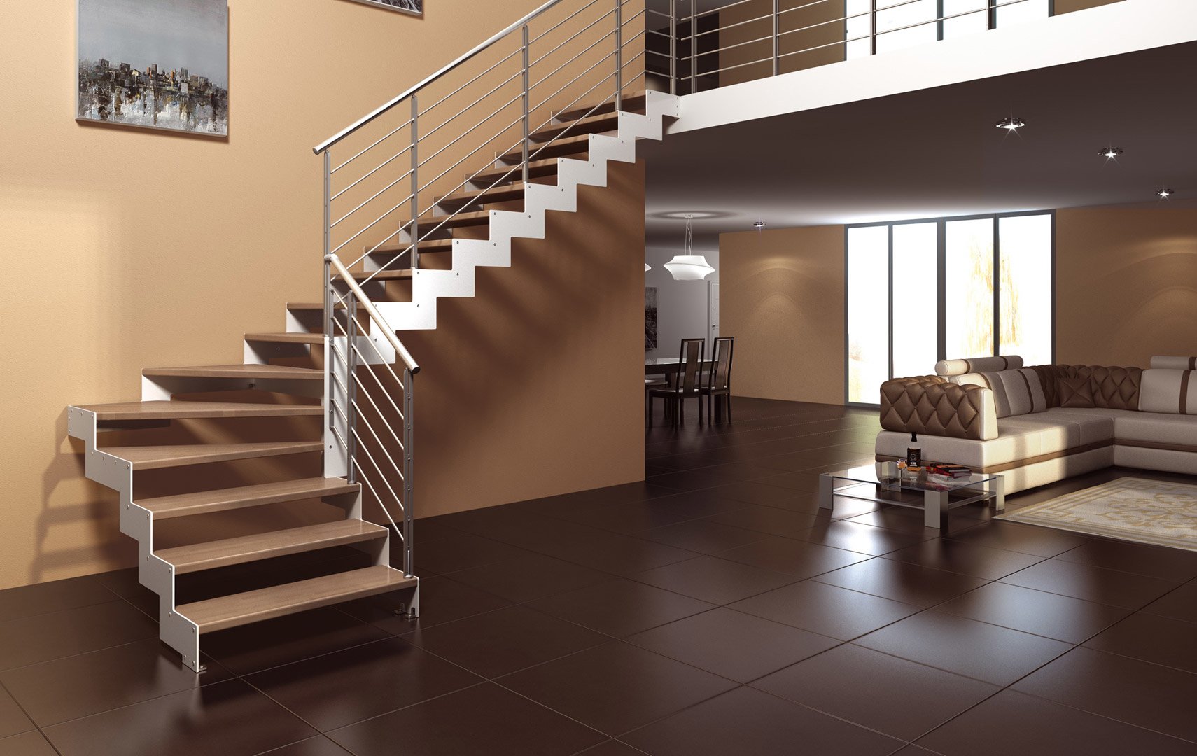 do you want to furnish the spaces living and stay whether to choose open staircases